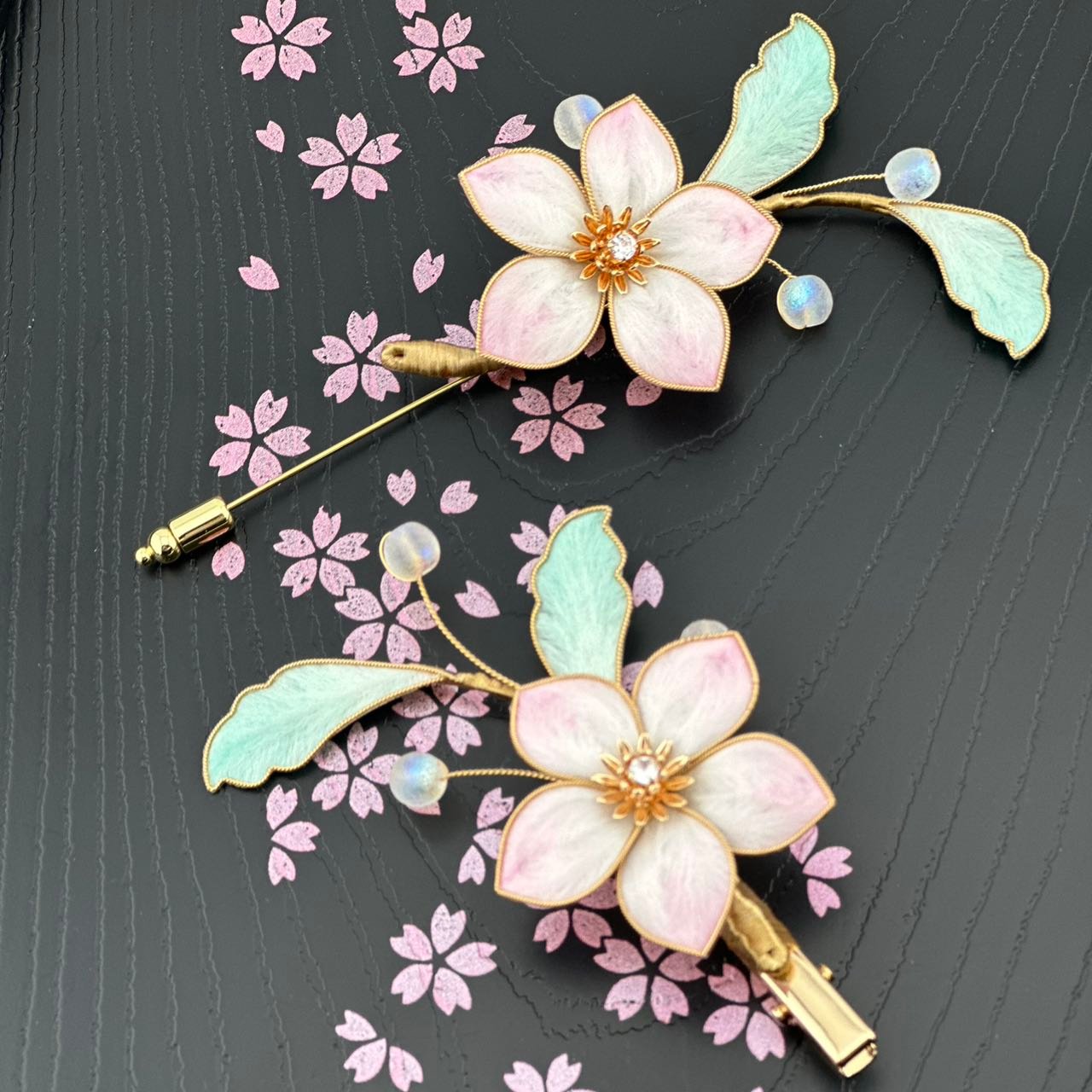 Pink flower hairpin mulberry silk flower velvet flower hairpin currently available