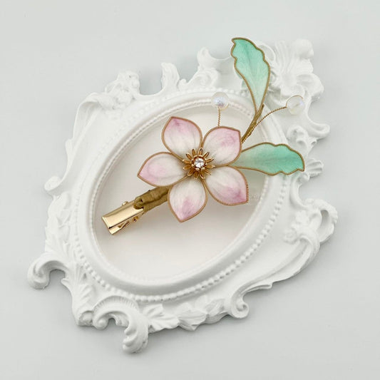Pink flower hairpin mulberry silk flower velvet flower hairpin currently available