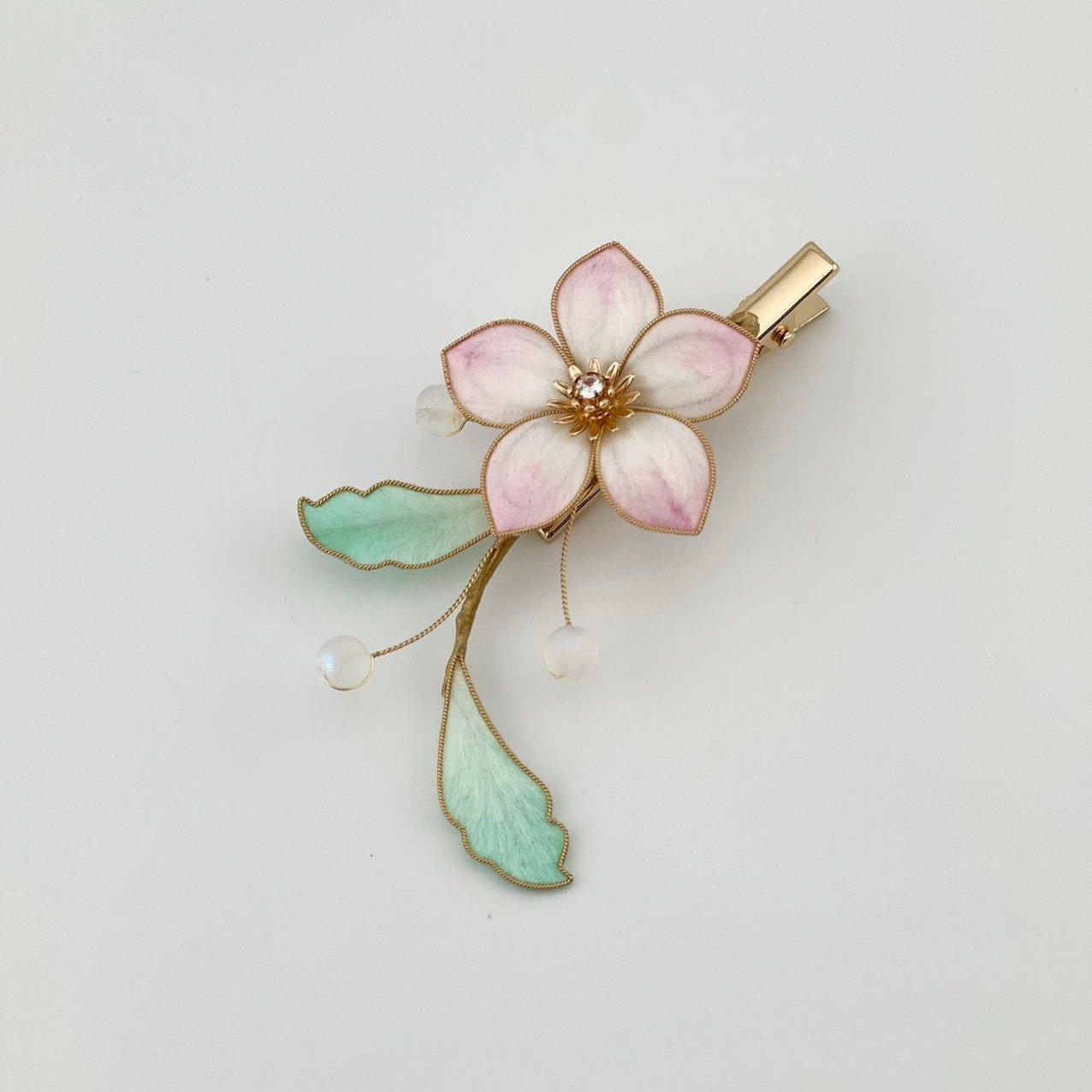 Pink flower hairpin mulberry silk flower velvet flower hairpin currently available