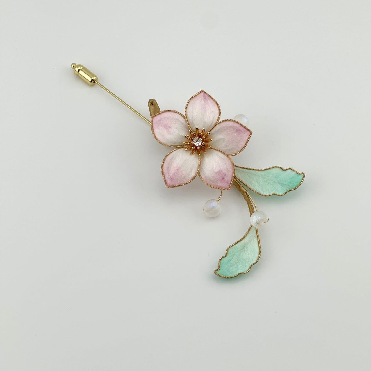 Pink flower hairpin mulberry silk flower velvet flower hairpin currently available