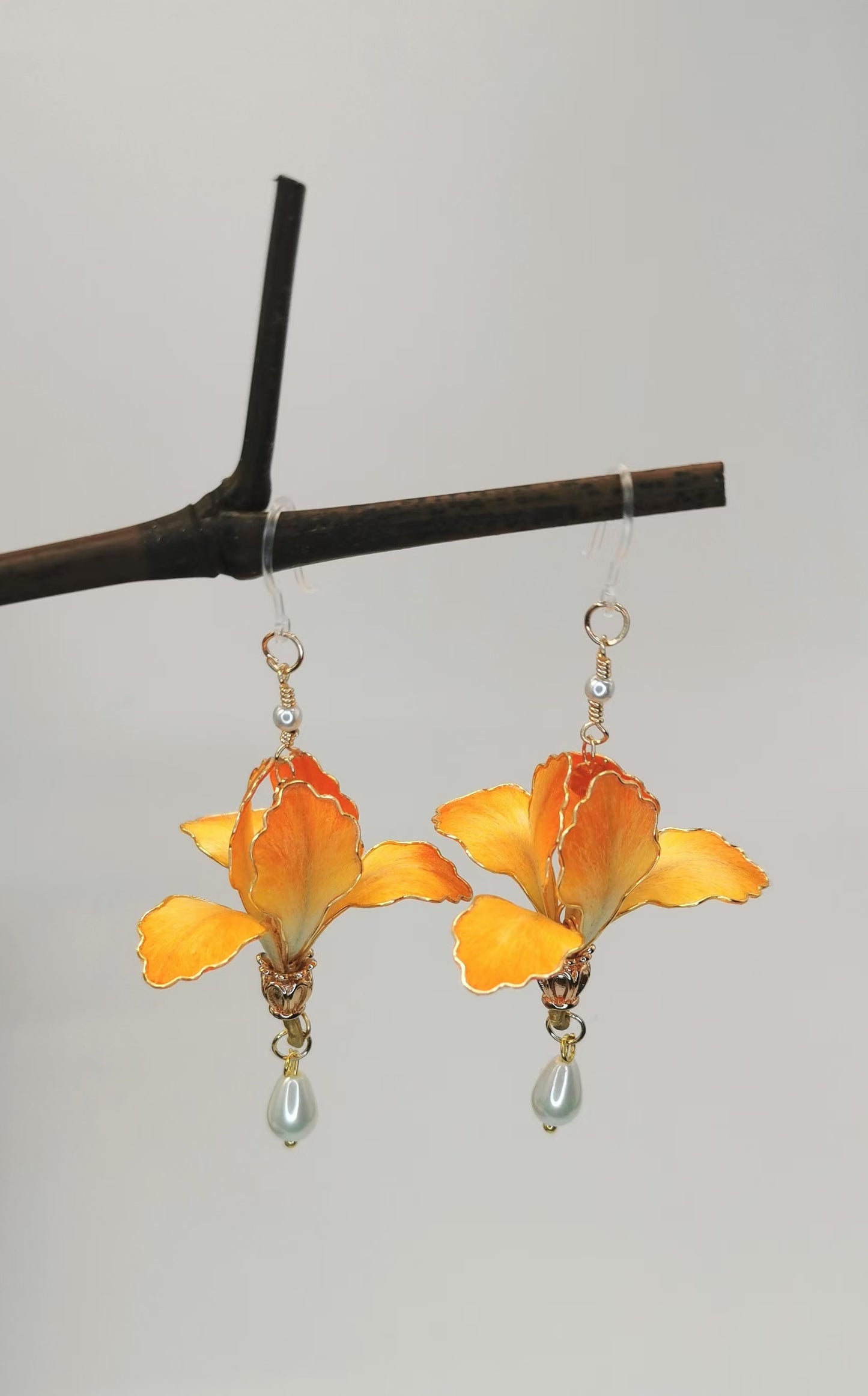 Iris flower earrings mulberry silk velvet flower currently availabe