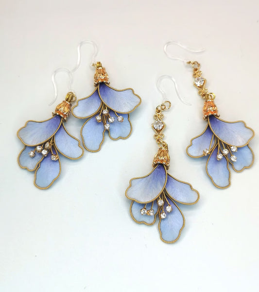Purple flower earrings mulberry silk velvet flower currently available