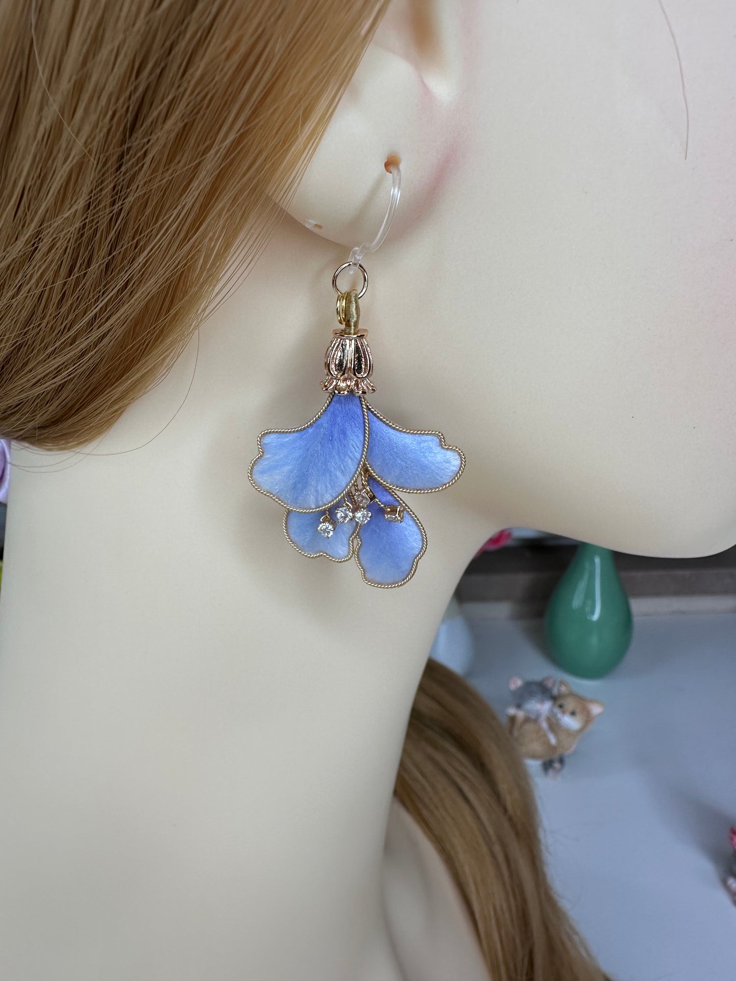 Purple flower earrings mulberry silk velvet flower currently available