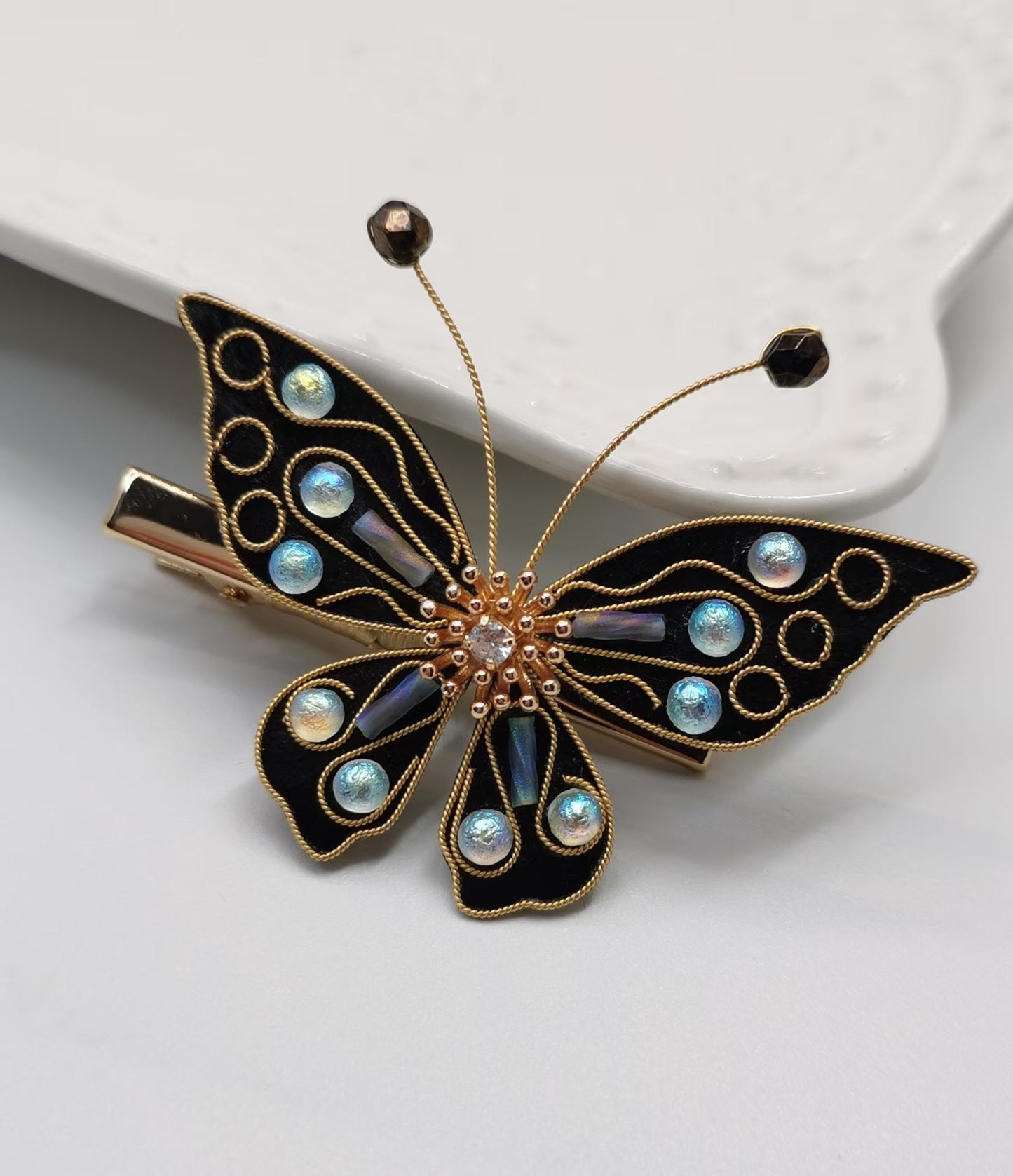 Butterfly of treasure mulberry silk velvet flower currently available