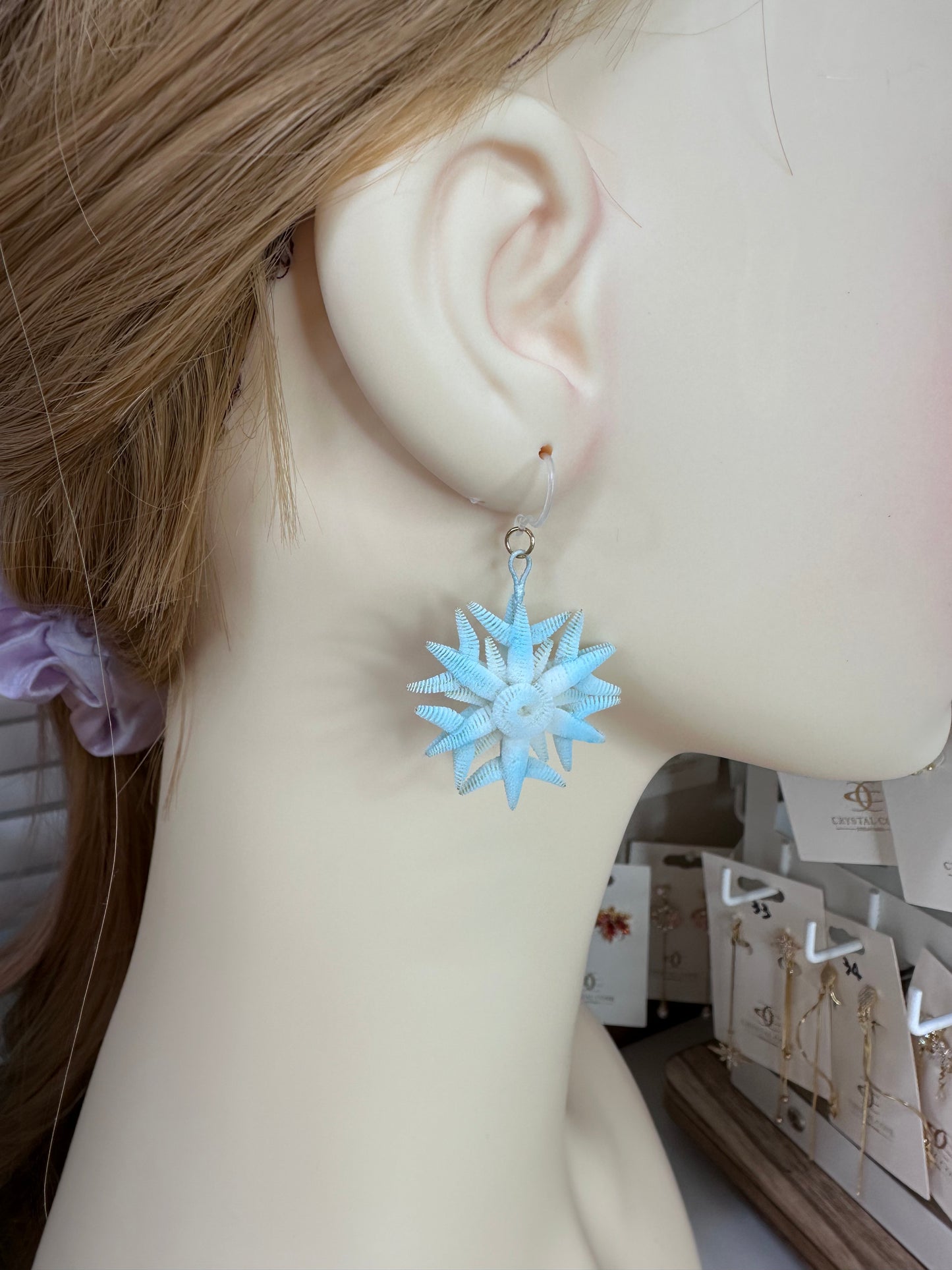 Snowflake earrings mulberry silk velvet flower currently available