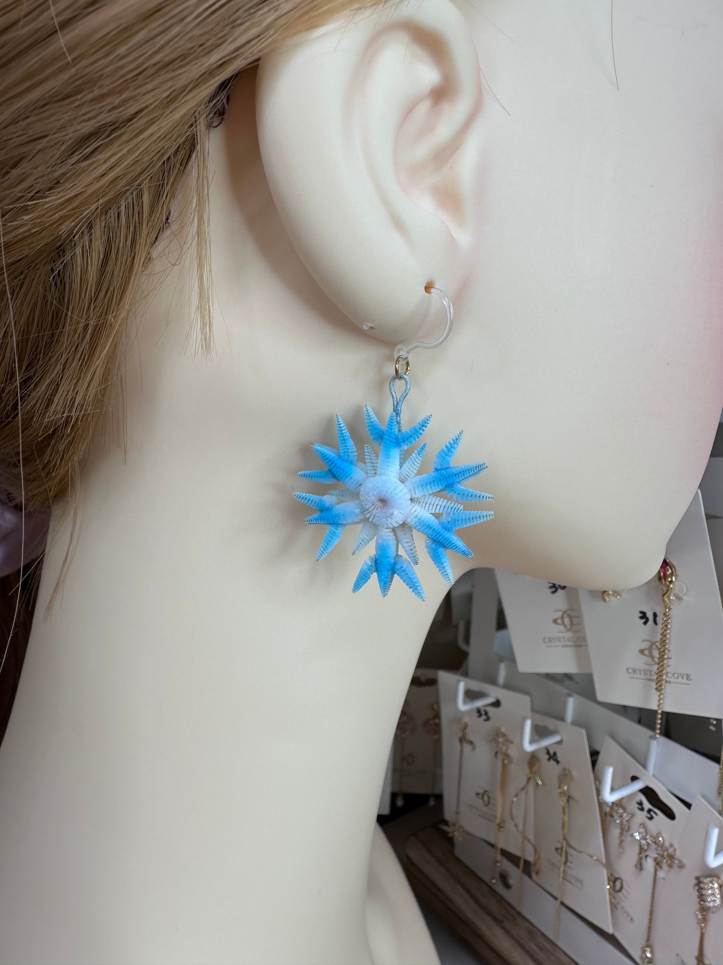 Snowflake earrings mulberry silk velvet flower currently available