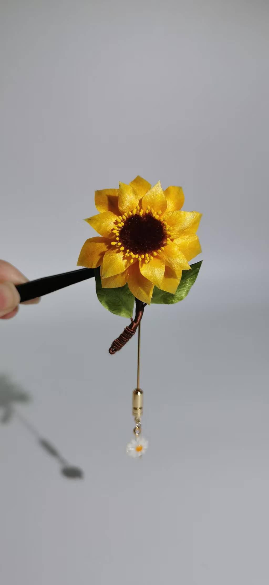 Sunflower earrings and brooch mulberry silk velvet flowers currently available