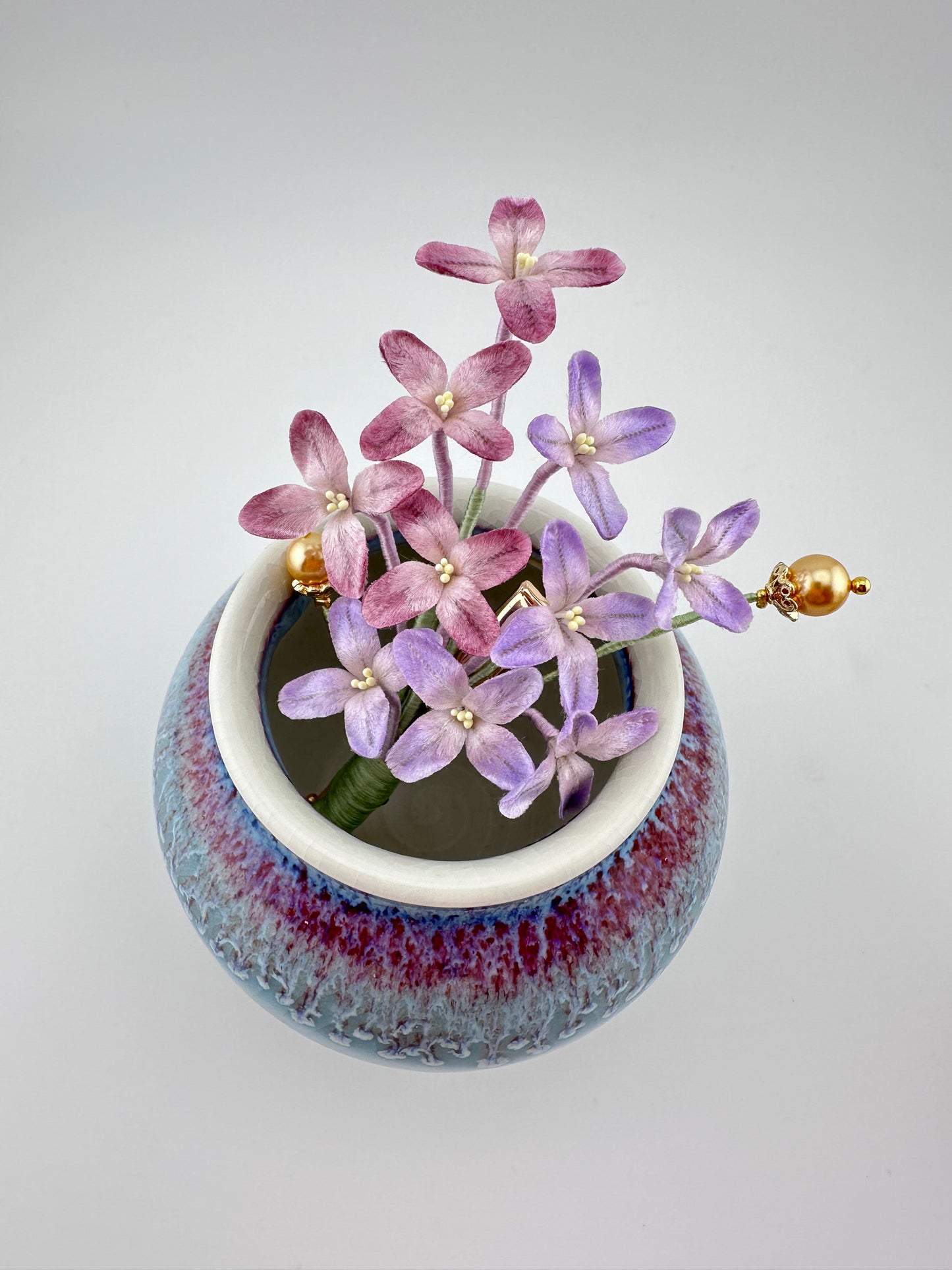 LILAC hairpin mulberry silk flower velvet flower hairpin pre-order