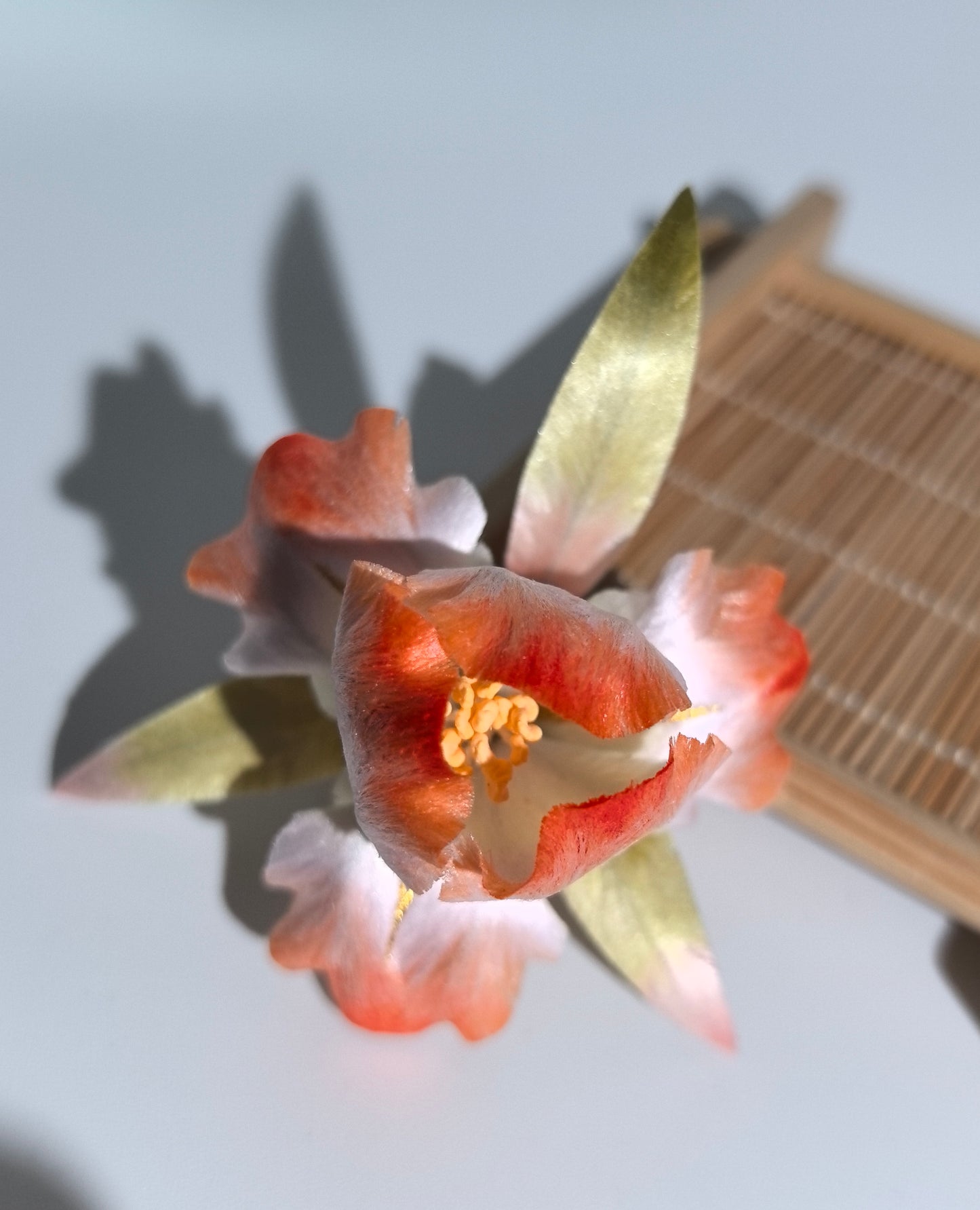Iris hairpin and brooch mulberry silk velvet flower pre-order