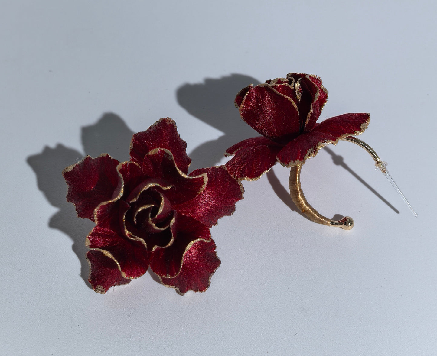 Red rose earrings mulberry silk velvet flower pre-order