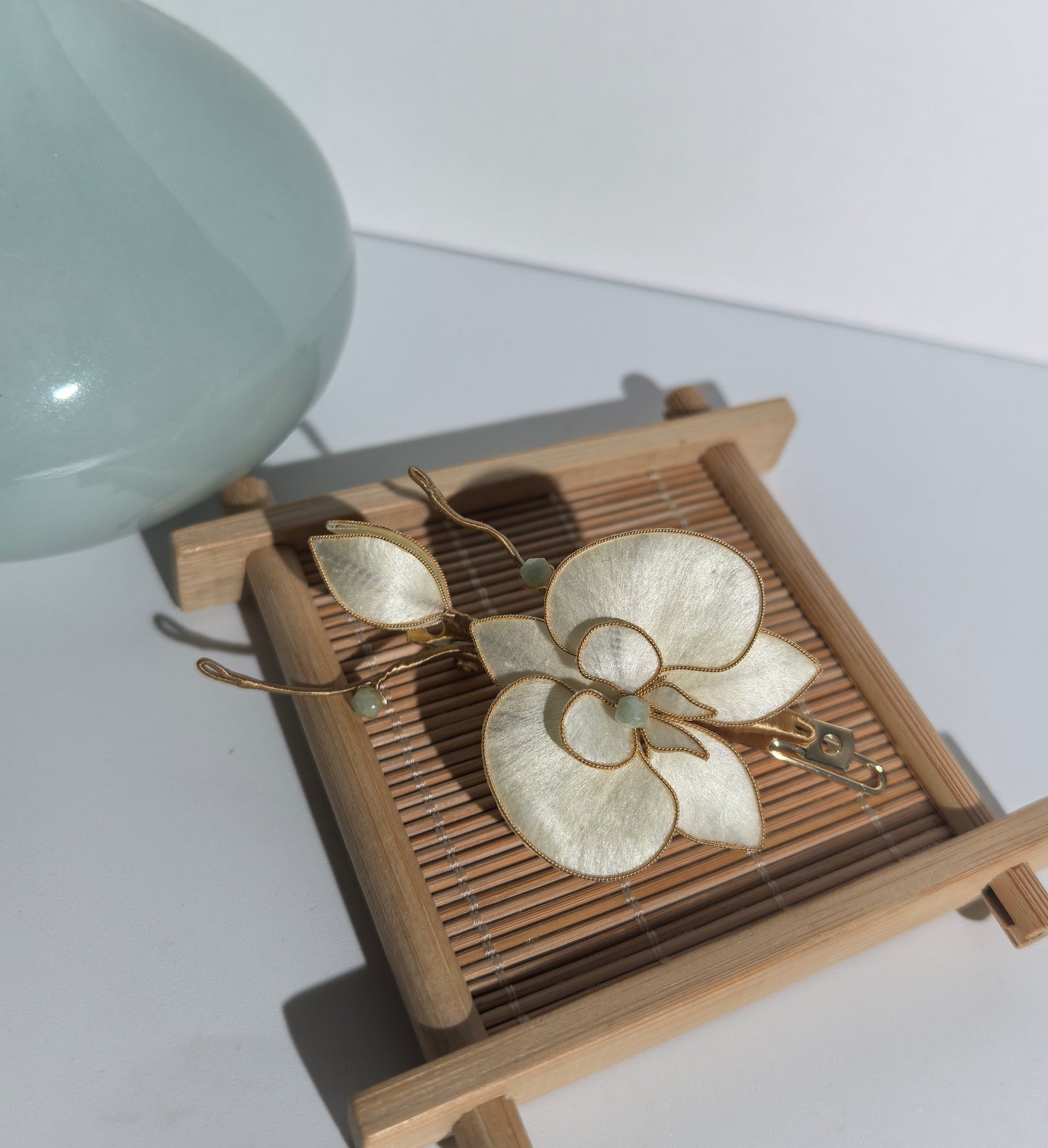 Bloom Haus Orchid necklace mulberry silk velvet flower currently available