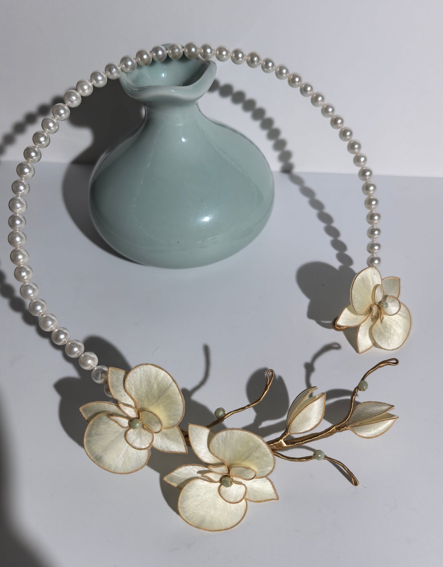 Bloom Haus Orchid necklace mulberry silk velvet flower currently available