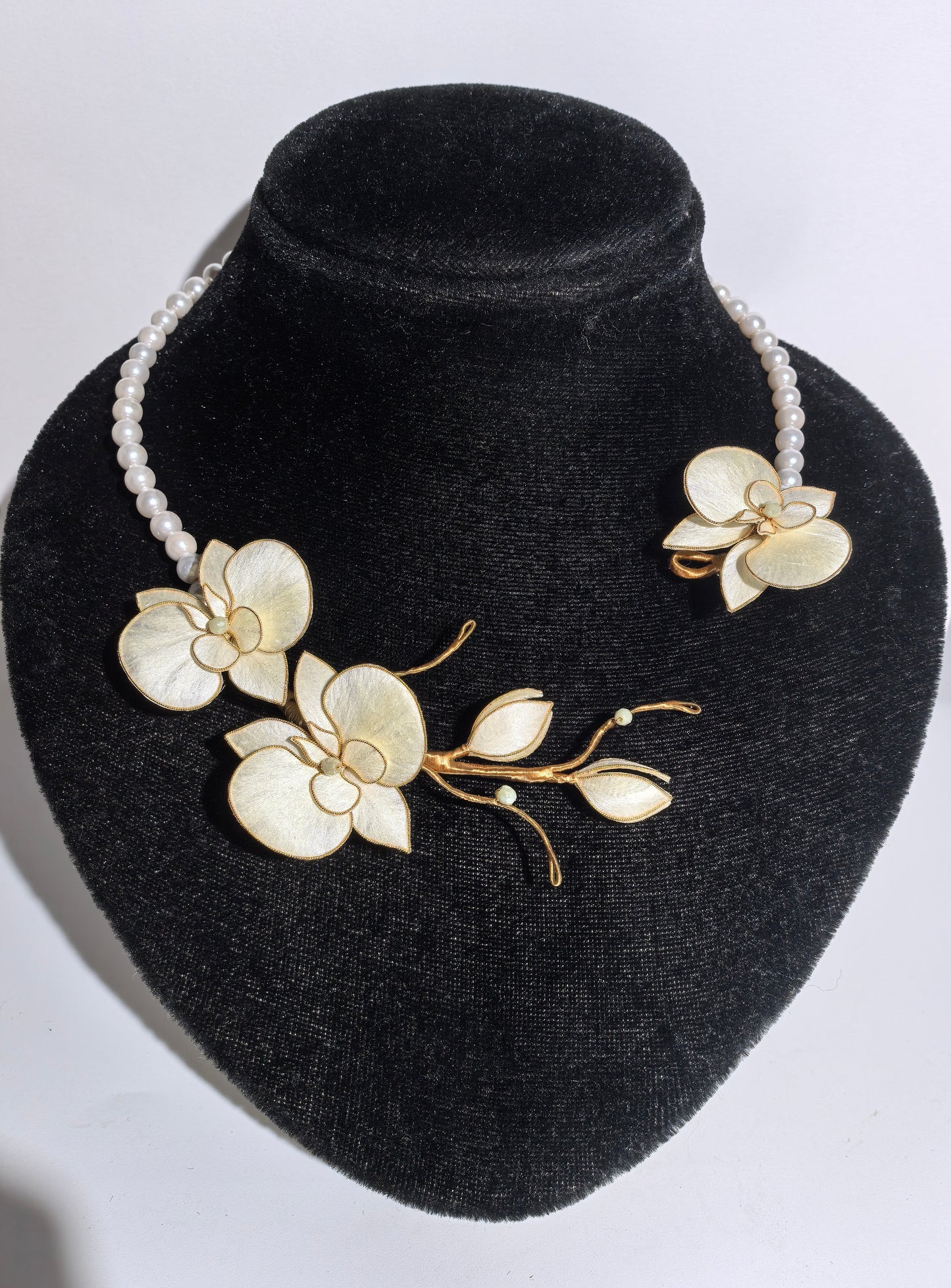 Bloom Haus Orchid necklace mulberry silk velvet flower currently available