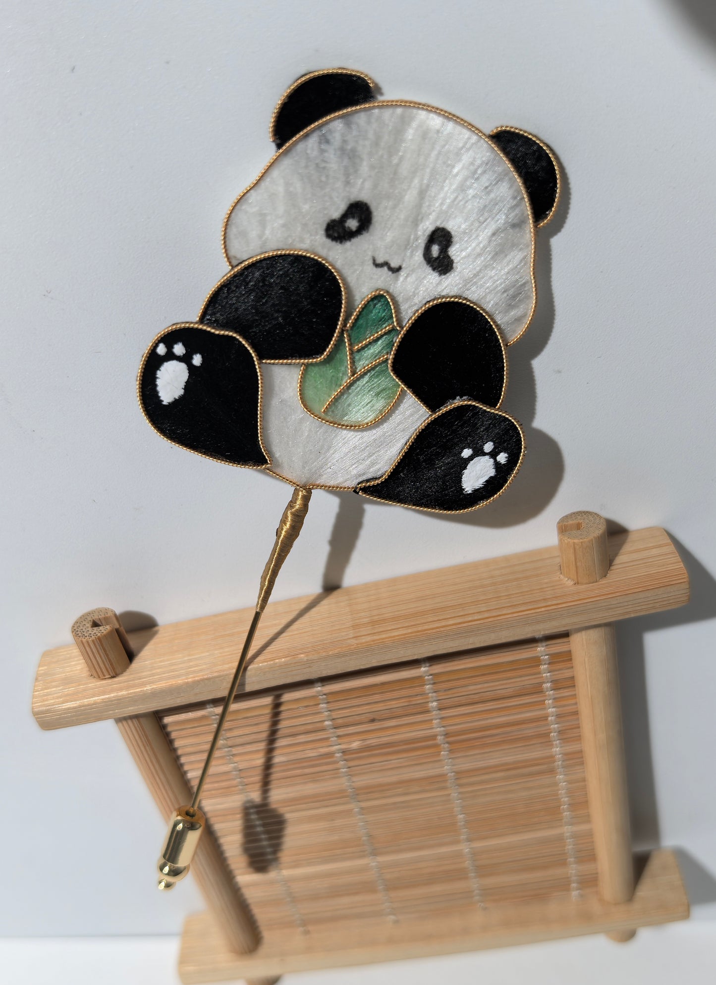 Bouncy Panda car dash decal and brooch mulberry silk velvet flower pre-order