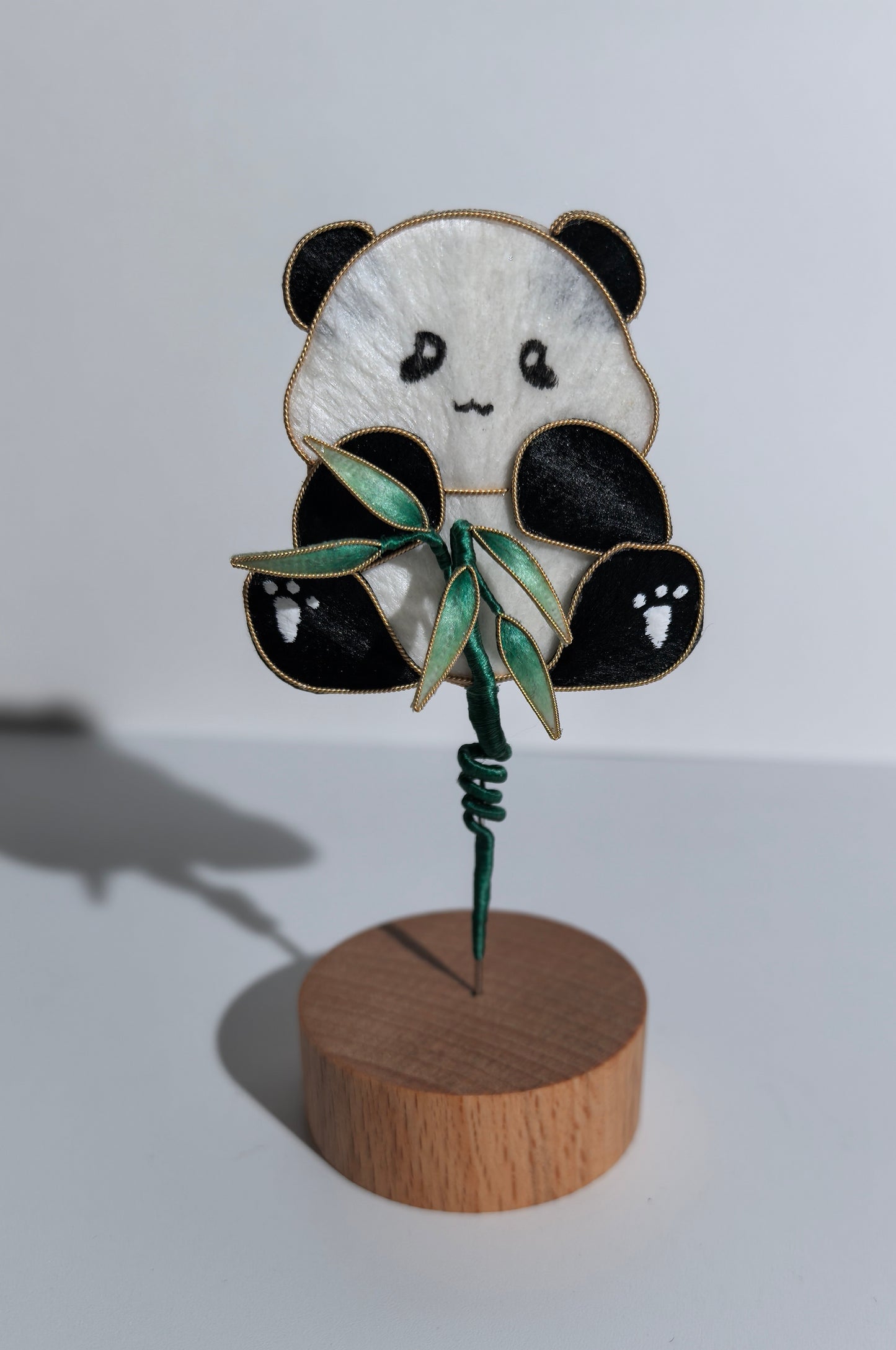 Bouncy Panda car dash decal and brooch mulberry silk velvet flower pre-order