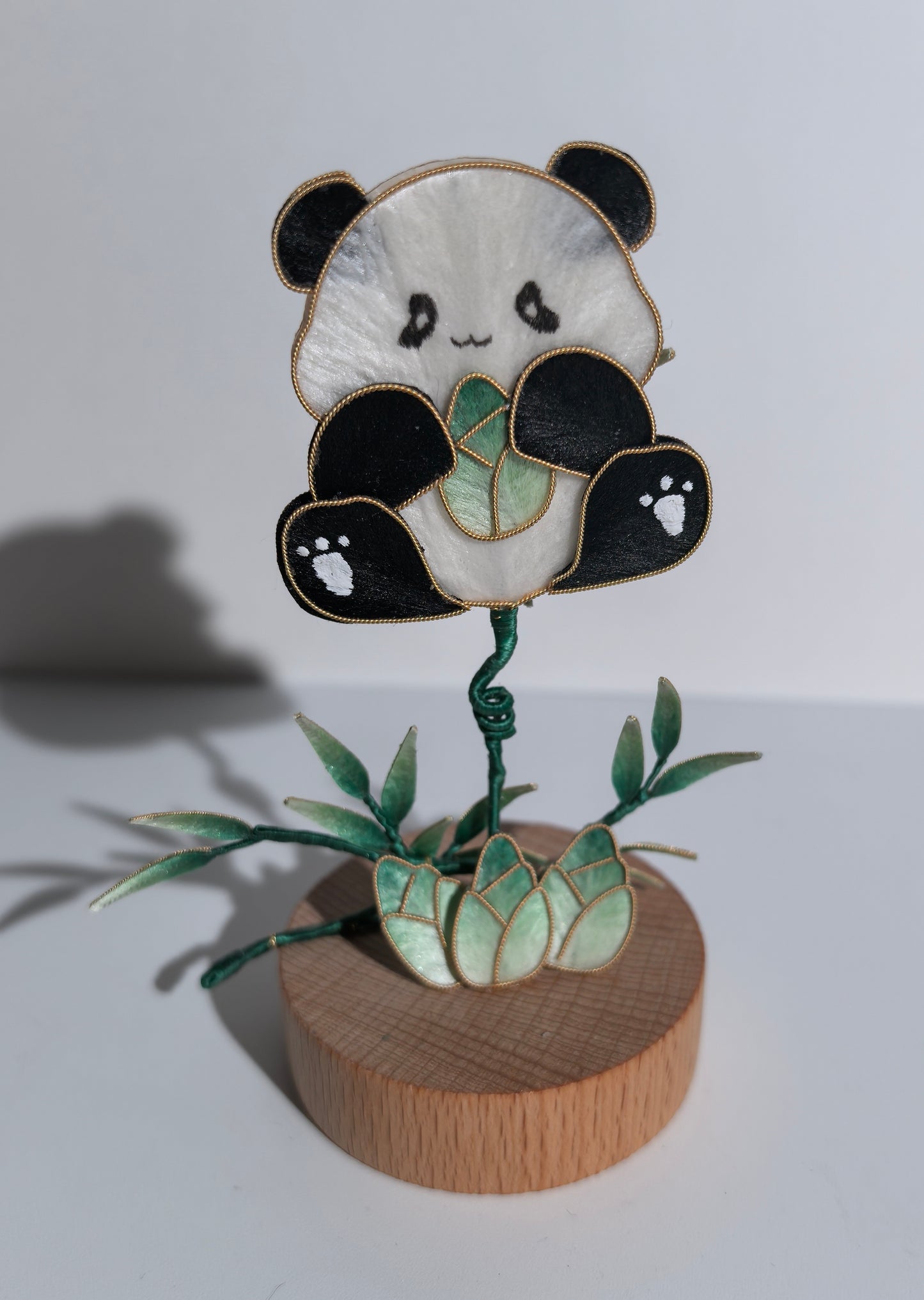 Bouncy Panda car dash decal and brooch mulberry silk velvet flower pre-order