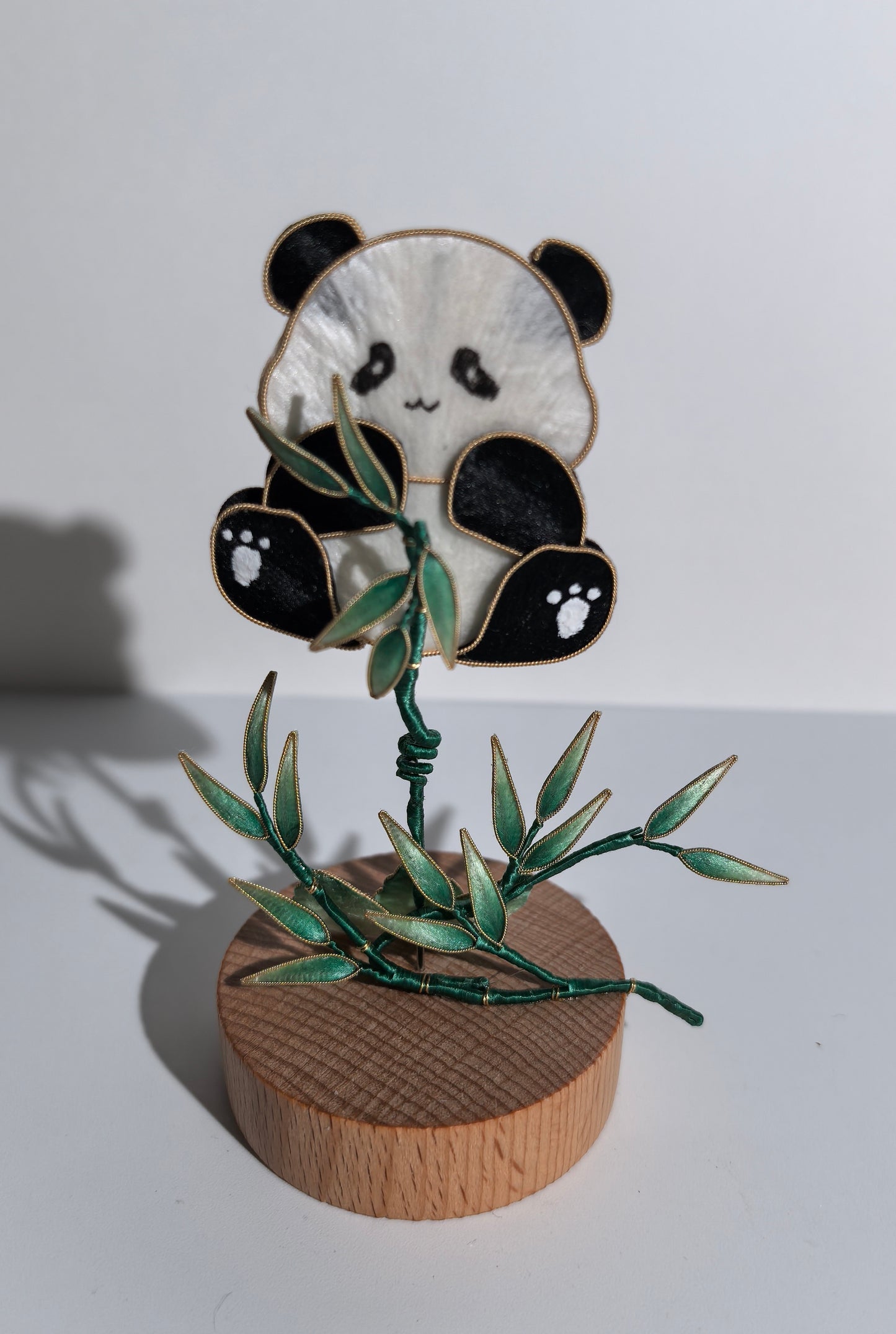 Bouncy Panda car dash decal and brooch mulberry silk velvet flower pre-order