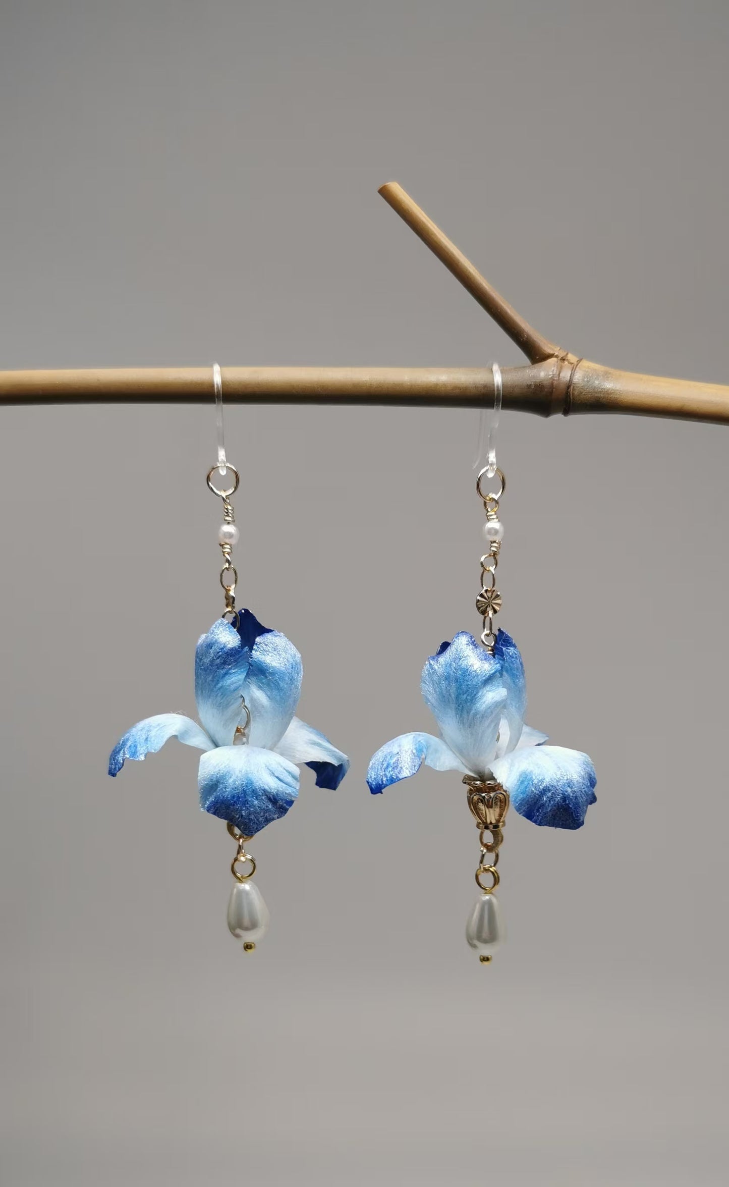 Iris flower earrings mulberry silk velvet flower currently availabe