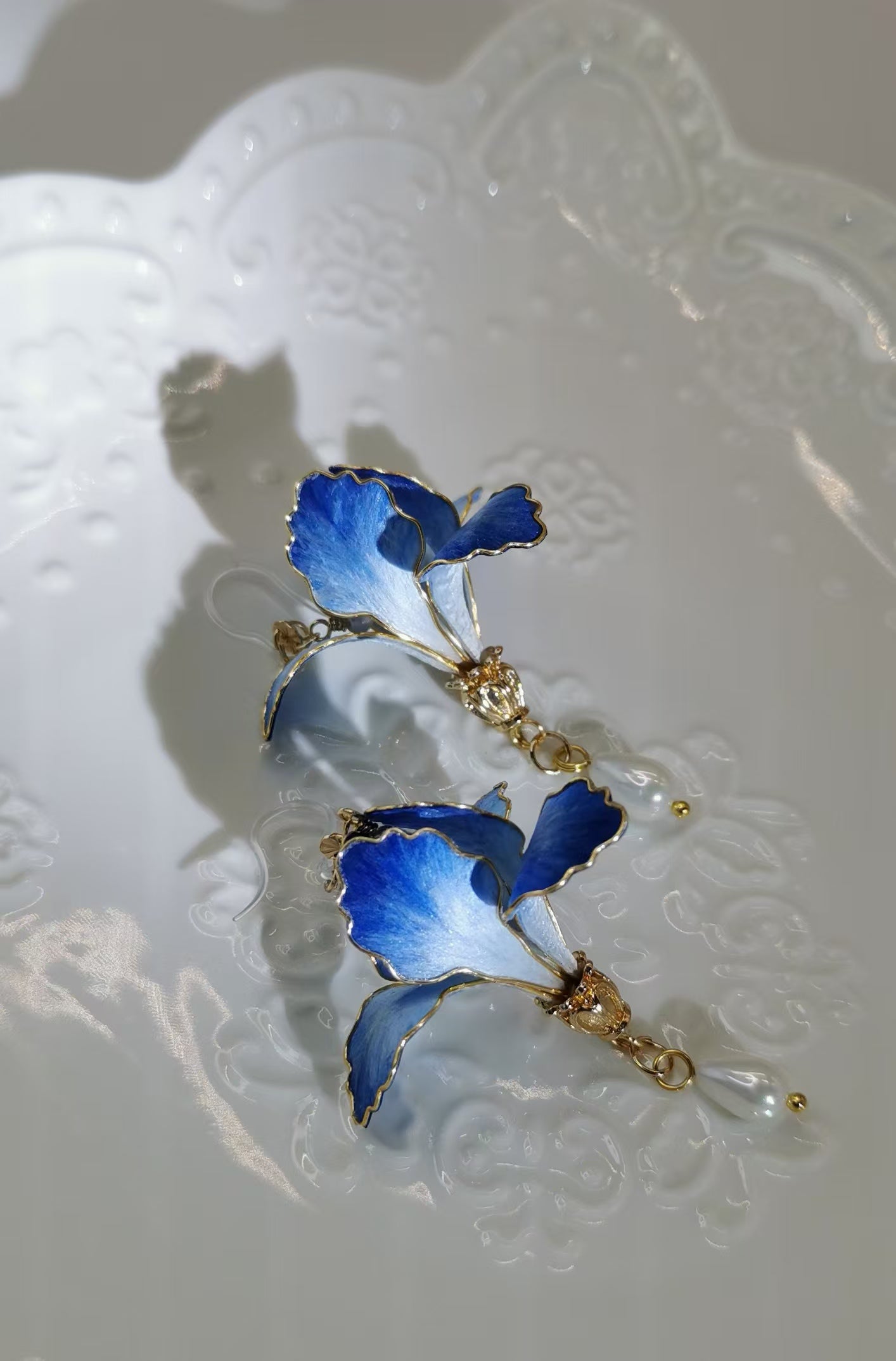 Iris flower earrings mulberry silk velvet flower currently availabe