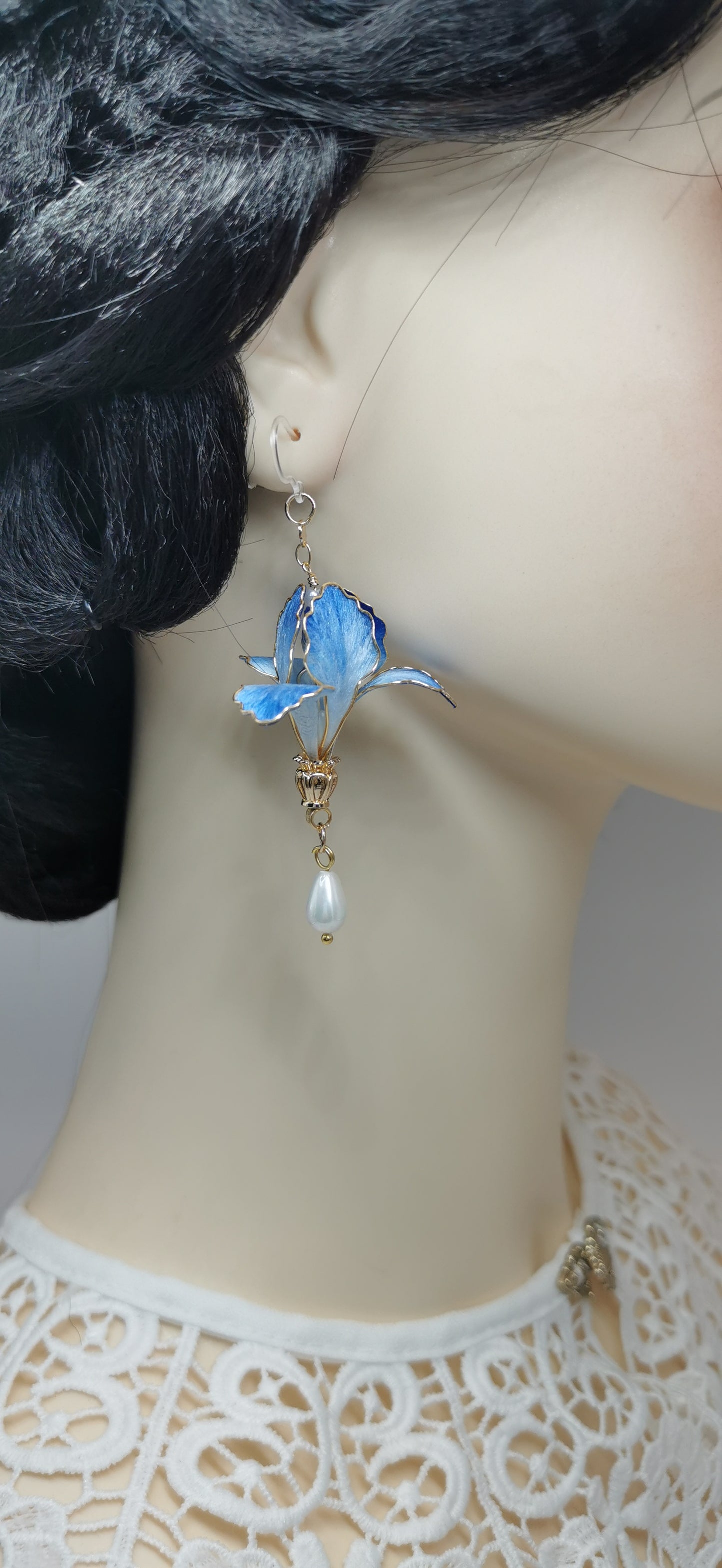 Iris flower earrings mulberry silk velvet flower currently availabe