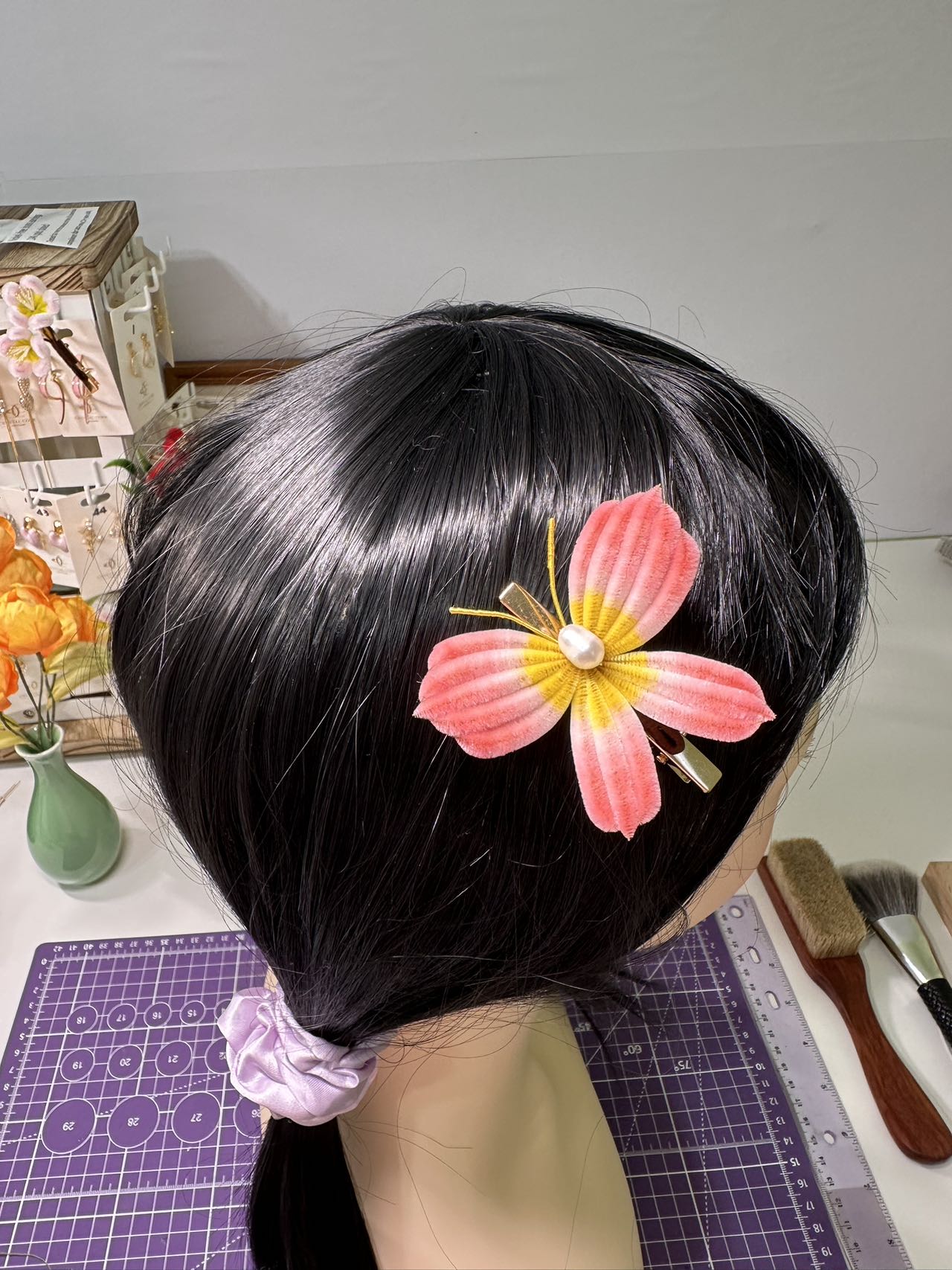 Silk hairpin mulberry silk flower velvet flower hairpin currently available