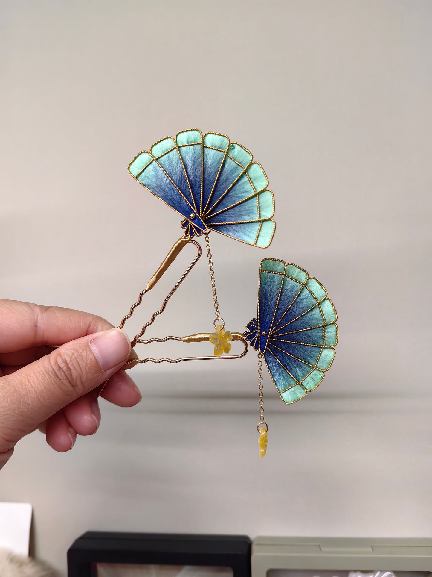 Folding fan mulberry silk hairpin pre-order