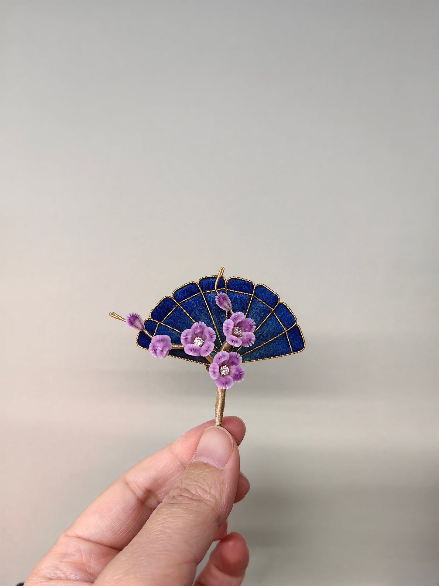 Folding fan mulberry silk hairpin pre-order