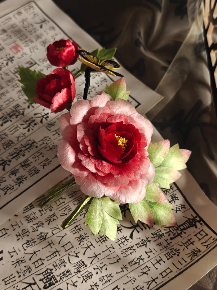 Peony RD1 mulberry silk hairpin pre-order