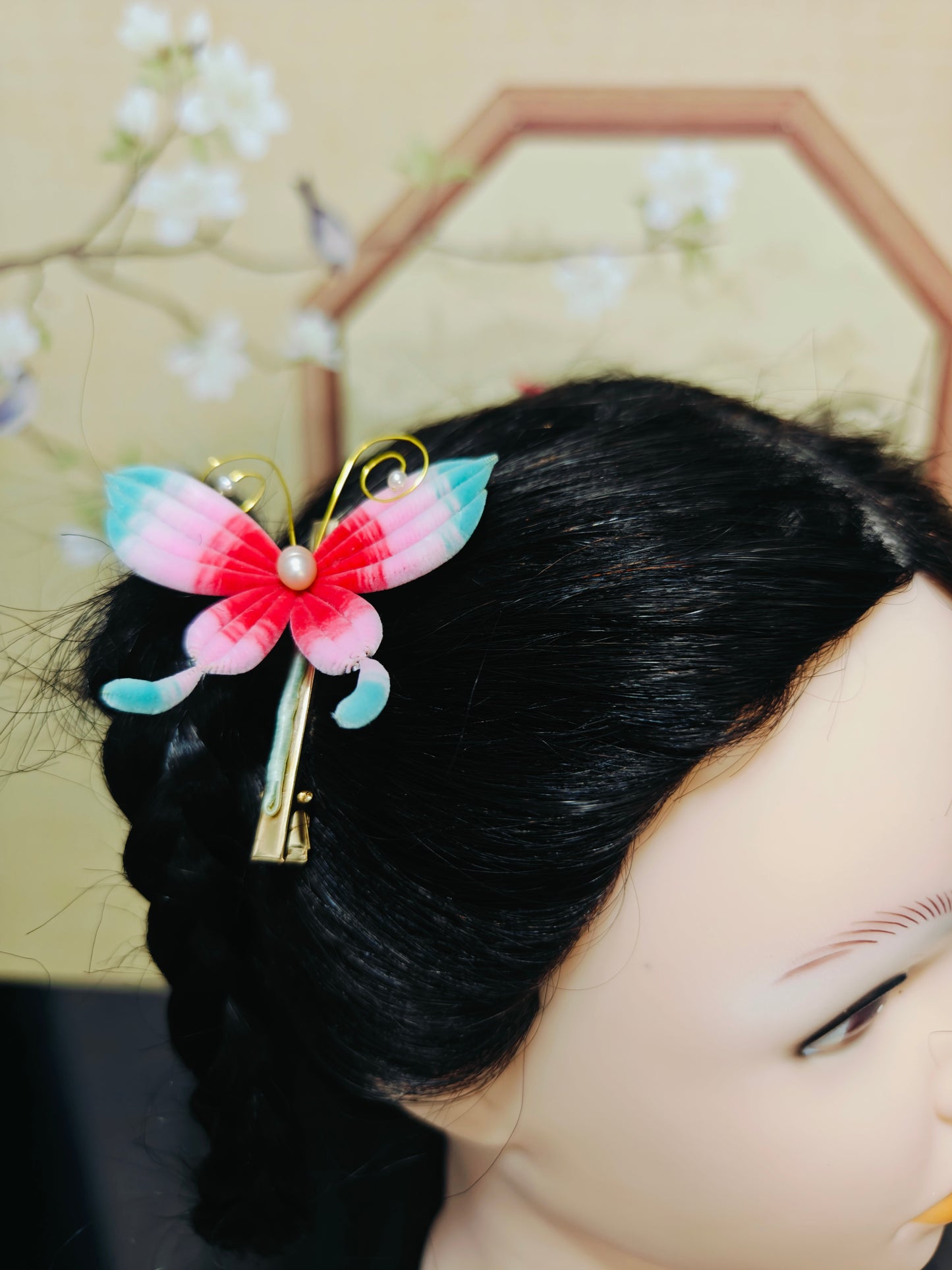 Furry Butterfly hairpin mulberry silk flower velvet flower hairpin pre-order