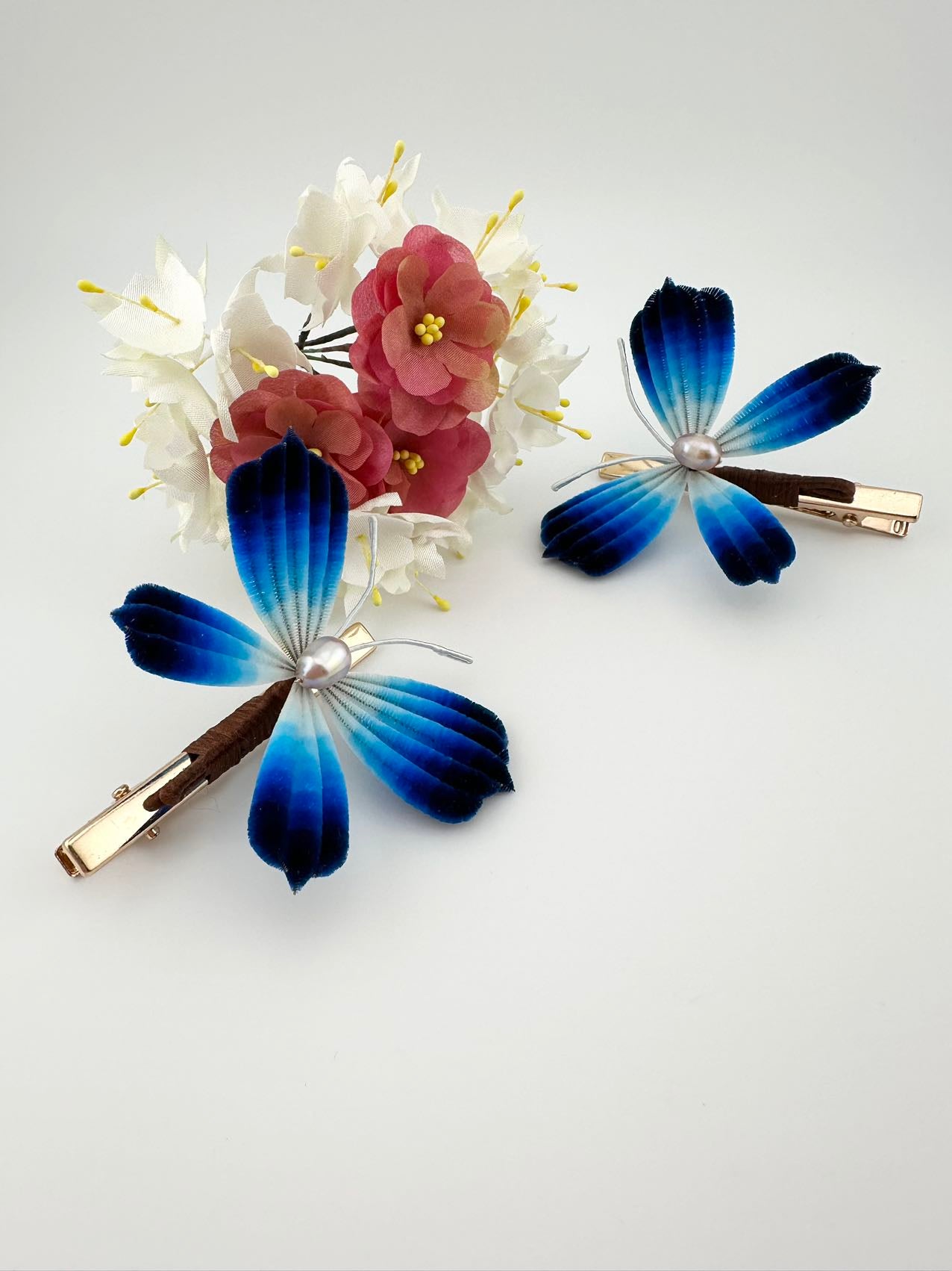 Silk hairpin mulberry silk flower velvet flower hairpin currently available