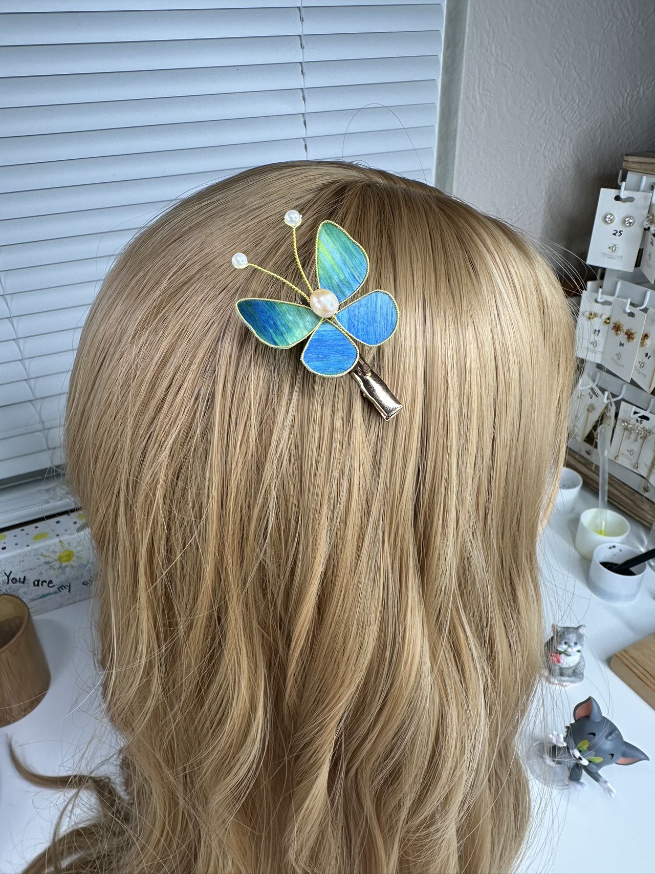 Tie dye Butterfly hairpin mulberry silk flower velvet flower hairpin currently available