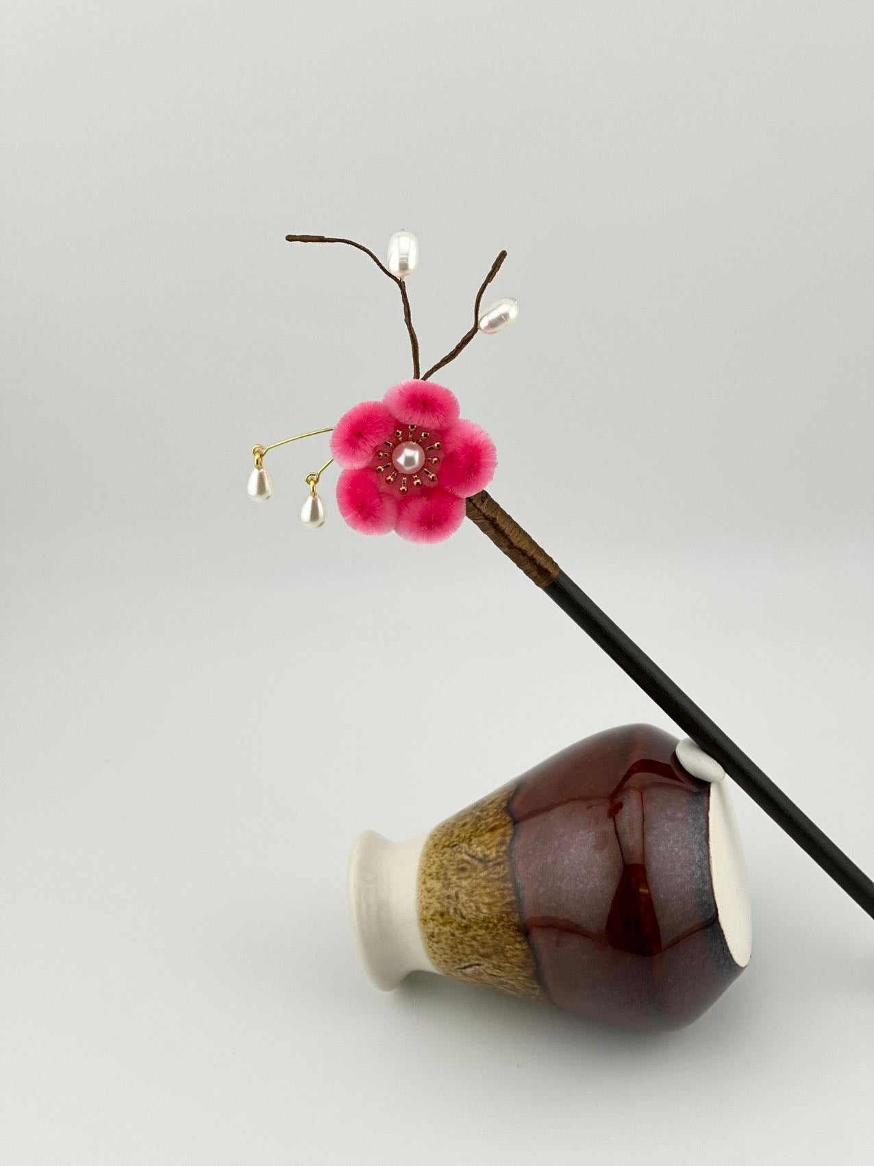 Plum blossom hairpins mulberry silk velvet flower hairpin currently available