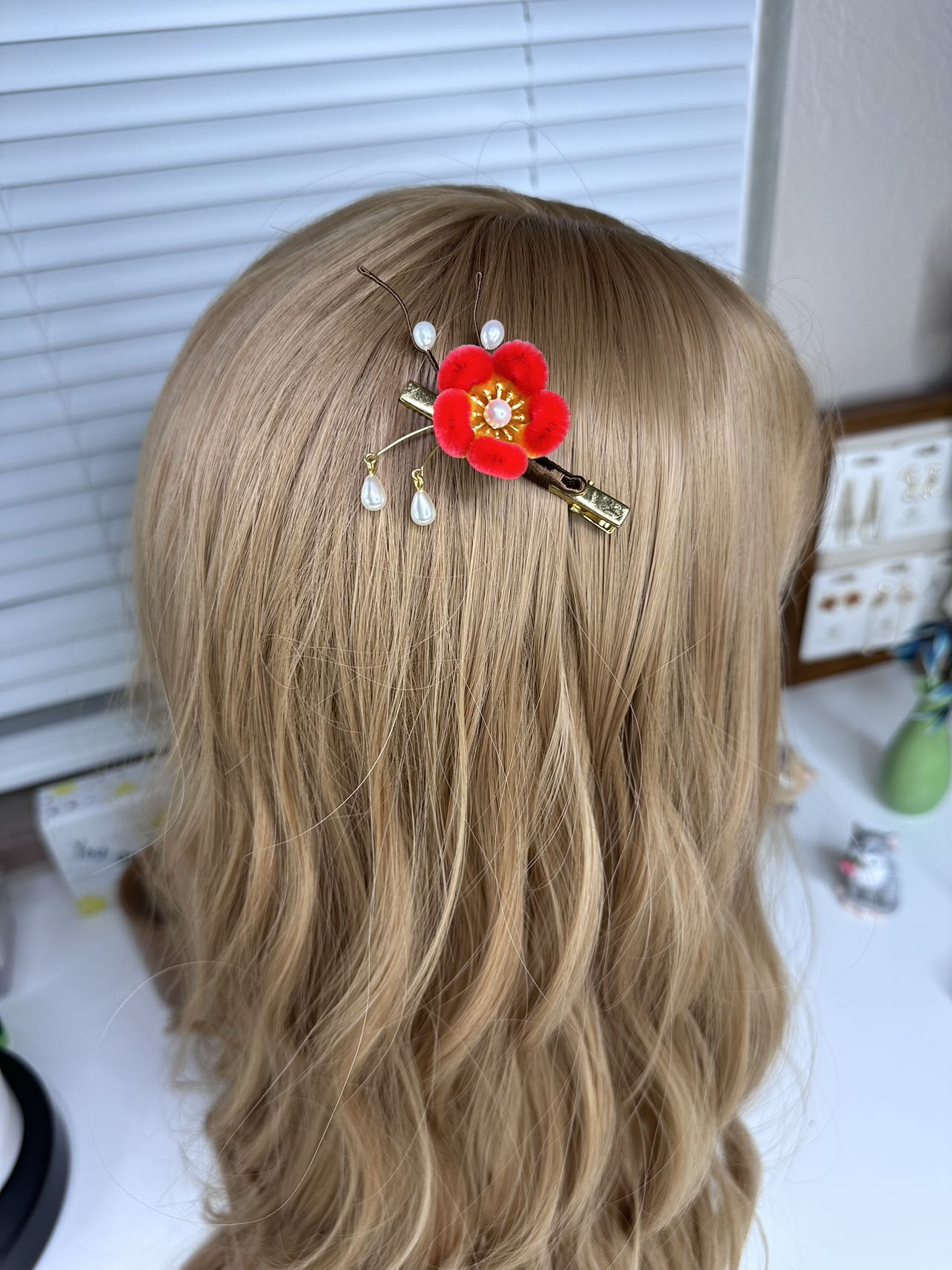 Plum blossom hairpins mulberry silk velvet flower hairpin currently available