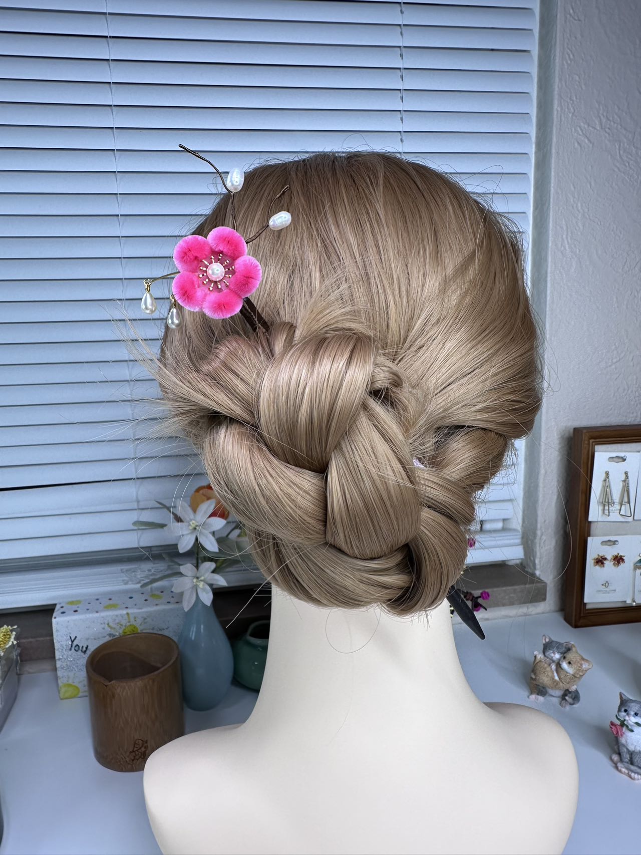 Plum blossom hairpins mulberry silk velvet flower hairpin currently available