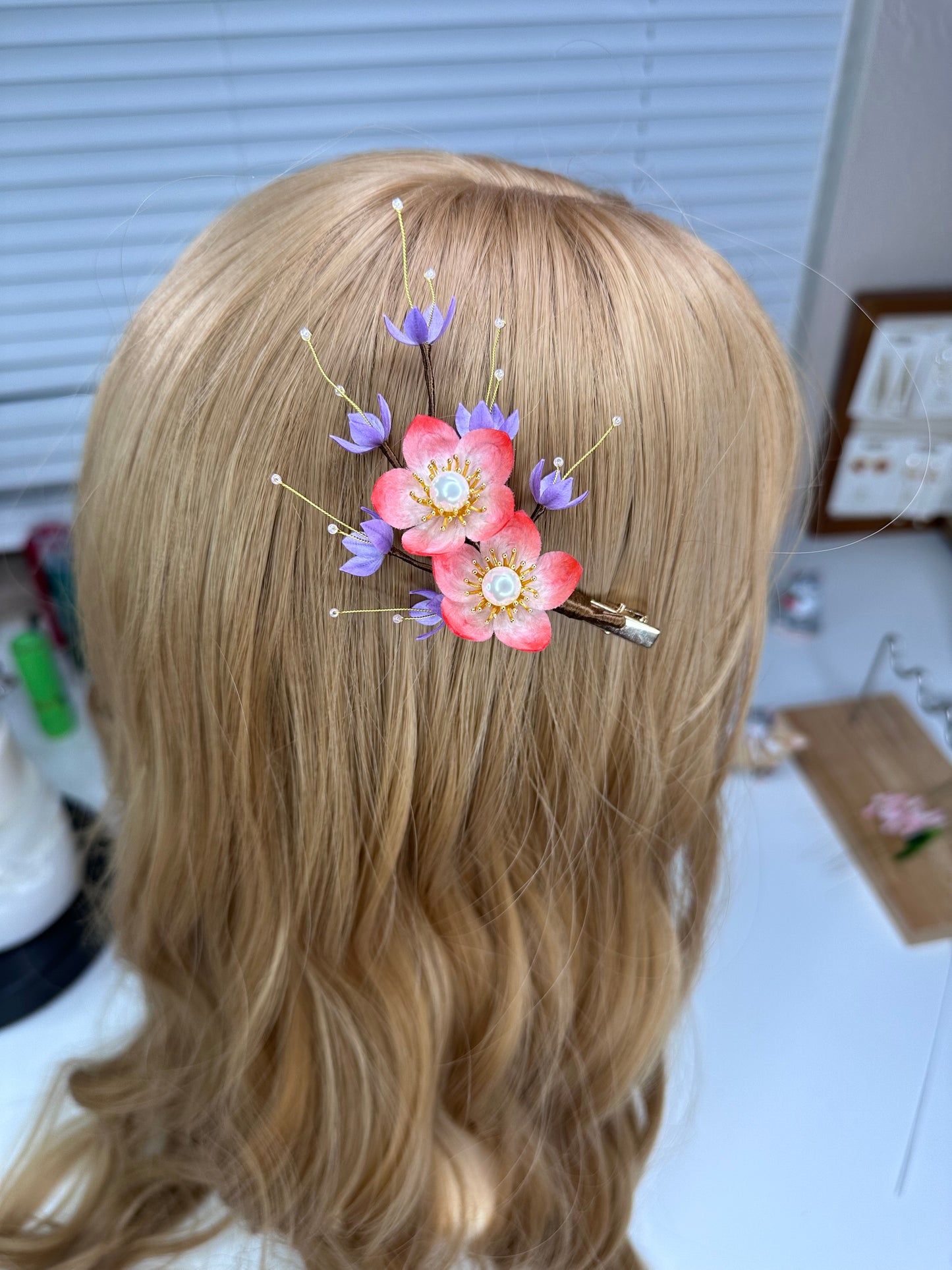 CHERRY BLOSSOMS hairpin mulberry silk flower velvet flower hairpin pre-order