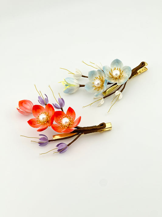 CHERRY BLOSSOMS hairpin mulberry silk flower velvet flower hairpin pre-order