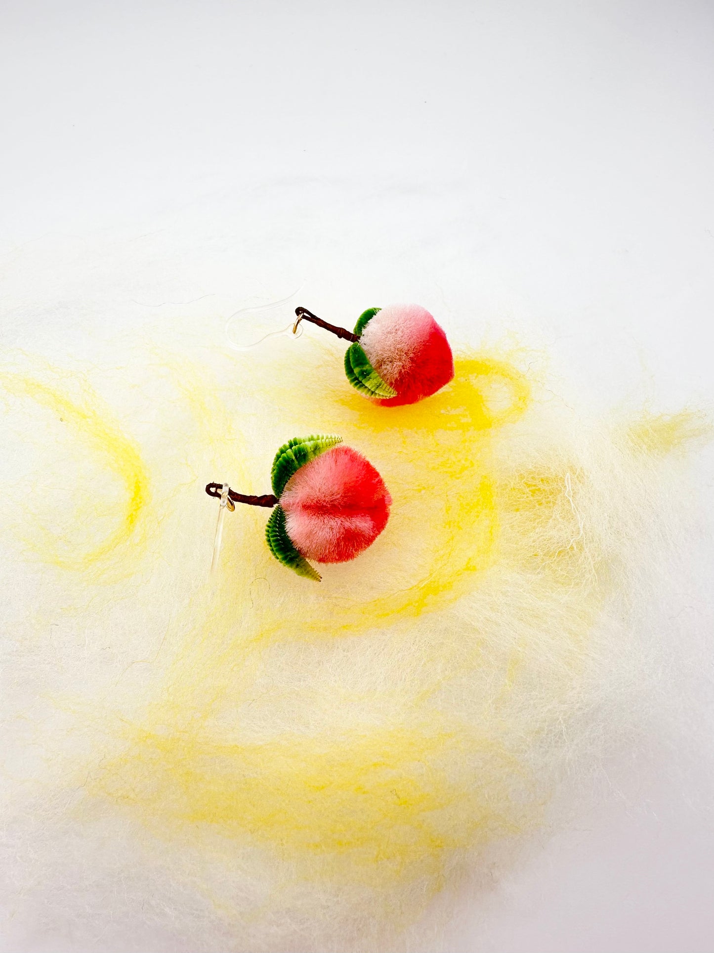 Peaches earrings mulberry silk velvet flower currently available