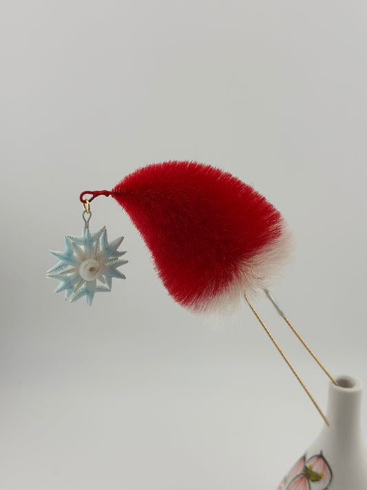 Christmas hat with snowflake hairpin mulberry silk velvet flower currently available