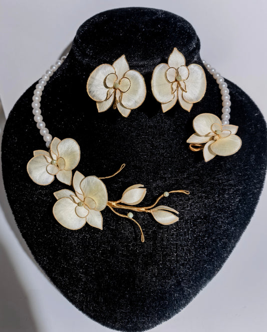Bloom Haus Orchid necklace mulberry silk velvet flower currently available