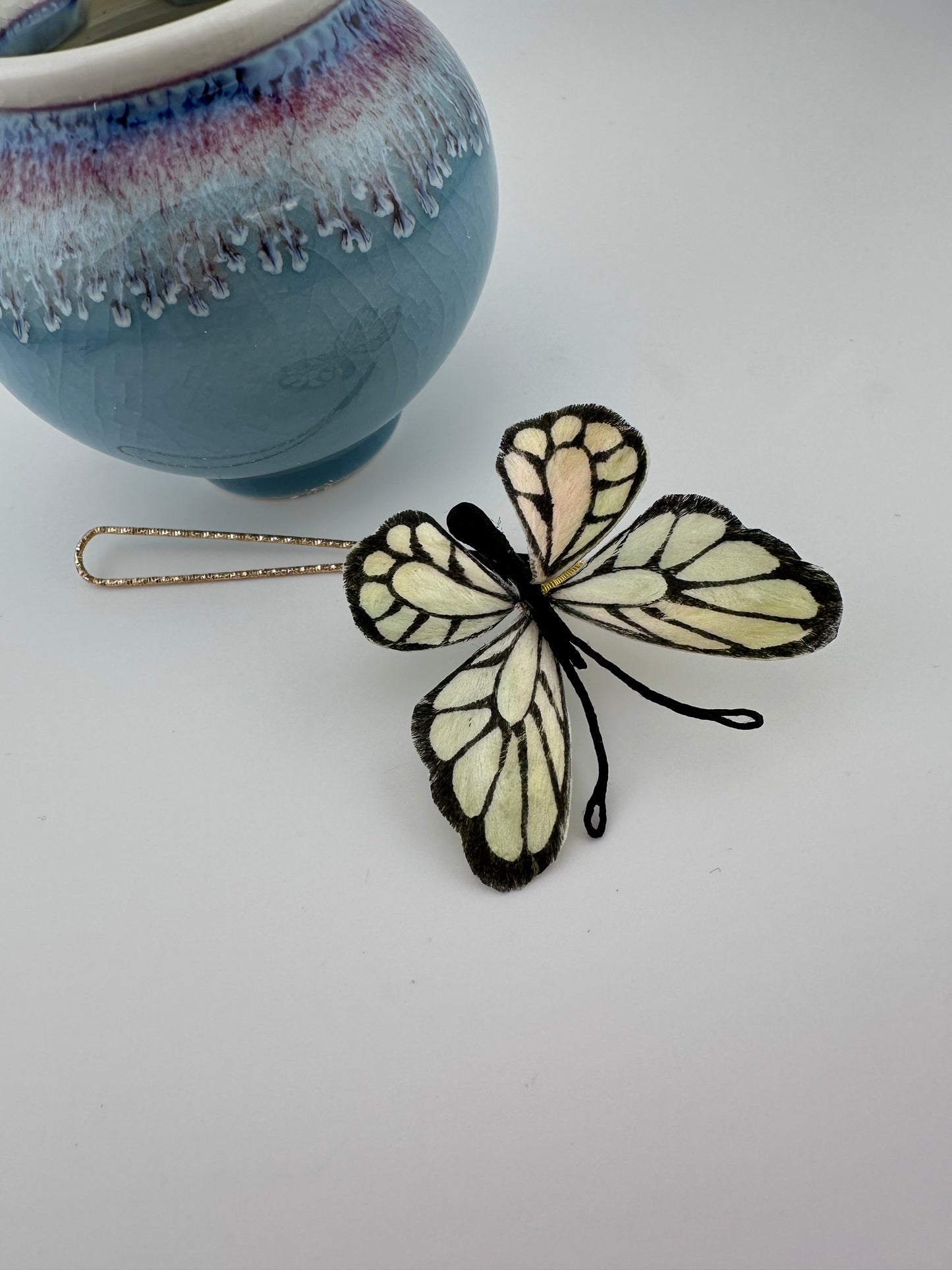 Butterfly hairpin mulberry silk flower velvet flower hairpin currently avaiable